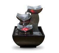 Zen'Light - Fontaine d’Intérieur Boro Cascade Zen Relaxante avec Lumière LED Coloré - Décoration Salon, Chambre, Bureau Idéal Méditation et Détente - Fontaine de Table Circuit Fermé - H 18cm