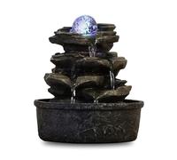 Zen'Light - Fontaine d’Intérieur Little Rock - Cascade Nature Effet Pierre avec Lumière LED Coloré - Décor de Table Zen Idéal Méditation et Détente - Objet Feng Shui Bonheur - H 23cm