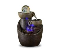 Zen'Light - Fontaine d’Intérieur Malla Cascade Jarre Mur d'eau Effet Pierre Naturelle avec Lumière LED Coloré - Déco d’intérieur Zen, Élégant et Relaxant - Fontaine de Table - H 28 cm