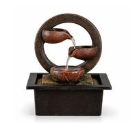 ZEN'LIGHT, Fontaine d'Intérieur Zen Terai, Décoration d'intérieur Originale, Ecoulement d'Eau Naturel- Eclairage Led Multicolore, Pompe Silencieuse, L 17 x l 21 x H 25 cm