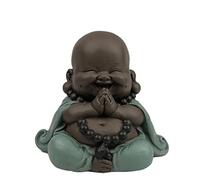 Zen'Light SR1 Statue Bouddha Rieur Céramique Blanc/Argent 17 x 13 x 12 cm