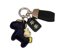 Zenlir Porte-clés décoratif polyvalent en forme de cheval pour clés de sac à dos ou voiture avec breloque en cuir et porte-clés en alliage d'animal zodiacal, Noir , D