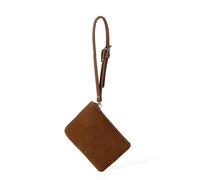Zenlir Portefeuille portable moderne en daim - Organisateurs de pièces de monnaie de poche - Compagnon de voyage - Accessoire de mode - Fermeture éclair pratique, marron