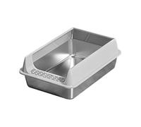Zenlir Stainless Steel Cats Bathroom Half Closed Design Easy to Clean Smoothly Surfaces Litter Box for Pet Office Home Use Open Top Litter Box