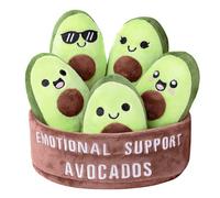 ZENLIV Peluche d'avocat de soutien émotionnel, comprend 5 jouets de nourriture doux avec panier de transport, peluches amusantes et mignonnes, de grandes idées de cadeaux pour les proches de