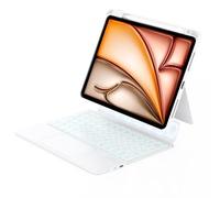 ZENLU Étui pour iPad Air 13" 2024 2025 avec clavier amovible, étui robuste avec pavé tactile, porte-crayon, rétroéclairage 7 couleurs, béquille verticale pour iPad Pro 12,9", 3/4/5/6ème Air 13" (blanc