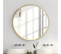 zenmag Miroir rond, 60 x 60 cm, cadre en métal, grande salle de bain, cercle suspendu, mur doré pour salon, chambre à coucher, entrée