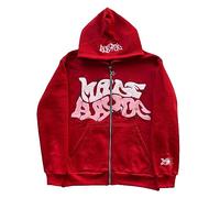 ZENMANCHEN Sweat à Capuche Y2k surdimensionné avec Fermeture éclair intégrale pour Homme, Veste Y2k Gothique, Sweat à Capuche Vintage, 2-Rouge, Small