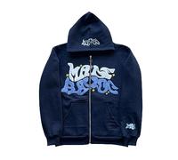 ZENMANCHEN Sweat à Capuche Y2k surdimensionné avec Fermeture éclair intégrale pour Homme, Veste Y2k Gothique, Sweat à Capuche Vintage, 2-Bleu, Small