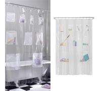 MAYTEX Poches Filet Rideau de Douche en PEVA, Vinyle, Claire, 70" x 72"