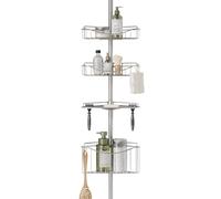 Zenna Home Étagère de douche à 4 niveaux, alliage d'acier, nickel satiné, 152,4 cm à 246,4 cm
