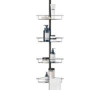 Zenna Home Étagère de douche avec 4 étagères avec barres de serviette, noir mat, 152,4 à 249,8 cm - Organiseur de douche d'angle résistant à la rouille - Étagère de douche réglable pour salle de bain