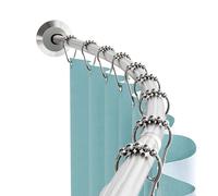 Zenna Home Rustproof Curved Shower Curtain Rod, No Drill Tension or Permanent Mount Adjustable Curved Shower Rod for Bathroom, Easy Install, Rounded for Extra Room, 50 to 72 Inches, Brushed Nickel