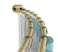 Zenna Home Tringle à rideau de douche à double tension incurvée, sans perçage, réglable de 127 à 183 cm, facile à installer, antirouille, doré