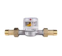 Zenner Compteur d'eau froide + chaude 3/4", longueur 130 mm, gris, avec raccords à vis et joints, calibrage 2026