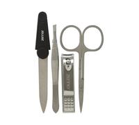 Zenner Kit de Manucure - Ensemble de 4 Outils avec Ciseaux, Coupe-Ongles, Pince à Épiler et Lime Saphir - Outils en Acier Inoxydable avec Étui - Format Compact pour Voyage ou Usage Quotidien