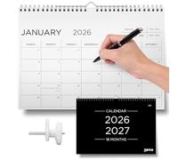 ZENO 18 Months Wall Calendar 2026-2027 - Jan 26 to Jun 27 with Planner Stickers - Ideal for Dorm - Easy Hanging with Fixation included - Minimalist 2026 Calendar - 11.8" x 8.3"