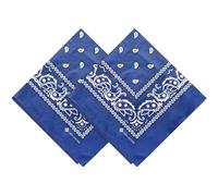ZENO Bandana Bleu Royal - 100% Coton & Fibres Naturelles - Foulard Bleu Royal Sans Polyester - Qualité Supérieure - Doux, Durable et Lavable en Machine - Bandana Homme - Unisexe et enfants - 2 Pack