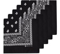 ZENO Bandana Noir - 100% Coton & Fibres Naturelles - Foulard Noir Sans Polyester - Qualité Supérieure - Doux, Durable et Lavable en Machine - Bandana Homme - Unisexe et enfants - 5 Pack