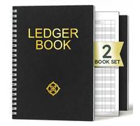 ZENO Lot de 2 livres de comptes pour travailleurs indépendants, livre de comptabilité, livre de comptabilité, suivi des dépenses, carnet de notes financières, noir
