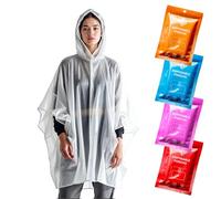 ZENO Poncho Pluie Imperméable Jetable - Cape de Pluie Femme Homme - Poncho Transparent avec Capuche - Imperméable pour Festival Vélo Randonée - Pack de 4 - Édition Mix de Couleurs