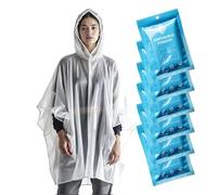 ZENO Poncho Pluie Imperméable Jetable - Cape de Pluie Femme Homme - Poncho Transparent avec Capuche - Imperméable pour Festival Vélo Randonée - Pack de 6
