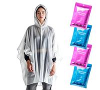ZENO Poncho Pluie Imperméable Jetable - Cape de Pluie Femme Homme - Poncho Transparent avec Capuche - Imperméable pour Festival Vélo Randonée - Pack de 4 - Édition Bubble Pop