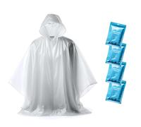 ZENO Poncho Pluie Imperméable Jetable - Cape de Pluie Femme Homme - Poncho Transparent avec Capuche - Poncho de Pluie Adulte - Poncho Pluie Imperméable Femme pour Festival Vélo Randonée - Pack de 4