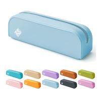 ZENO Trousse Crayon Silicone - Trousse Scolaire Bleue Aesthetic pour Fille, Étudiante, Collège - Étui Stylos Souple, Maquillage Compacte, Étui à Crayons Minimaliste - Bleue - Blue Mist
