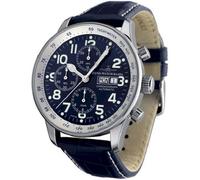 Chronographe Homme Zeno Watch Basel pour Analogiques Automatique avec Bracelet de Cuir P557TVDDb4 Bleu G