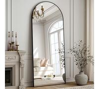 ZenoMirris Miroir Pleine Longueur, 147 x 45 cm, Miroir sur Pied arqué, avec Cadre en Aluminium, Miroir de Sol et Miroir Mural à Poser, s'appuyer ou à Suspendre, pour Chambre à Coucher et Salon, Noir