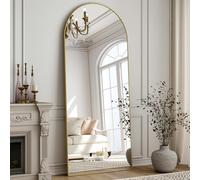 ZenoMirris Miroir Pleine Longueur, 147 x 45 cm, sur Pied arqué, avec Cadre en Aluminium, Miroir de Sol et Miroir Mural à Poser, s'appuyer ou à Suspendre, pour Chambre à Coucher et Salon, doré