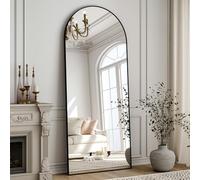 ZenoMirris Miroir Pleine Longueur, 150 x 40 cm, sur Pied arqué, avec Cadre en Aluminium, Miroir de Sol et Miroir Mural à Poser, s'appuyer ou à Suspendre, pour Chambre à Coucher et Salon, Noir