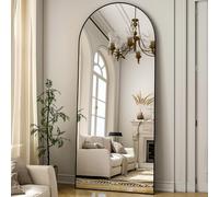ZenoMirris Miroir Pleine Longueur, 162 x 53 cm, Miroir sur Pied arqué, avec Cadre en Aluminium, Miroir de Sol et Miroir Mural à Poser, s'appuyer ou à Suspendre, pour Chambre à Coucher et Salon, Noir