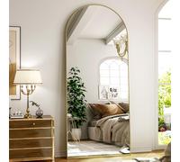 ZenoMirris Miroir Pleine Longueur, 162 x 53 cm, sur Pied arqué, avec Cadre en Aluminium, Miroir de Sol et Miroir Mural à Poser, s'appuyer ou à Suspendre, pour Chambre à Coucher et Salon, doré