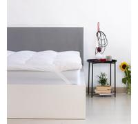 Zenoni & Colombi | Surmatelas Couvre Matelas en 100% Plumes d’Oie a avec 4 élastiques | adapté à Toutes Les Saisons - Made in Italy (160x190cm)