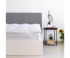 Zenoni & Colombi | Surmatelas Couvre Matelas en 100% Plumes d’Oie a avec 4 élastiques | adapté à Toutes Les Saisons - Made in Italy (160x190cm)