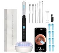 Zenora Ear Cleaner, Zenora Nettoyeur D'oreille, Otoscope Oreille 1080P HD 3,5mm Camera Iscope, Camera Oreille IP67 Étanche Avec 6 Lumières LED et 8 écouteurs, Nettoyage Oreille pour téléphone (Noir)