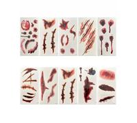 ZenoScope Faux Tatouages Halloween 10 Pièces, Dents Vampire & Fausses Cicatrices Réalistes, Application Aqua Facile, Sécurité Peau, Idéal Déguisement Cosplay Sans Résidu