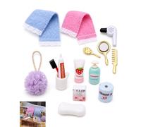 ZenoScope | Miniatures Pour Maison De Poupée | 16 Pièces (1 Ensemble) Échelle 1/12 | Ensemble Toilettes Miniature Porte Lutin Farceur De Noël | Décor Jeu Immersif & Cadeau Idéal