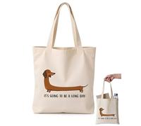 ZenoScope Sac Cabas Teckel en Toile Tote Bag Motif Chien Réutilisable, Léger et Résistant pour Courses ou Décoration