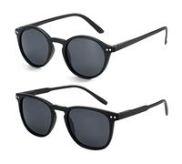 ZENOTTIC 2 Paires de Lunettes de Soleil Polarisées pour Homme et Femme - Lunettes Vintage Rondes et Carrées de Style Rétro - Protection UV400 Cat.3