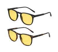 ZENOTTIC 2 Paires Lunettes de Nuit Soleil Polarisées pour Homme et Femme - Lunettes Vintage Rondes et Carrées de Style Rétro - Protection UV400 Cat.3 (Lunette Vision Nocturne)