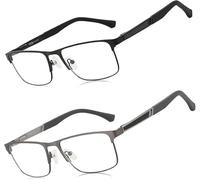 ZENOTTIC Lunettes de Lecture Hommes Femmes - Monture Carrée Anti Lumière Bleue Fibre de Carbone Métal - Classique Lunettes Loupe Ordinateur PC Vue Confortables Gris et Noir 3.5 x