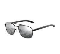 ZENOTTIC Lunettes de soleil polarisantes pilote homme monture carrée en métal miroité temple en bois lentille de protection UV400