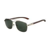 ZENOTTIC Lunettes de soleil polarisantes pilote homme monture carrée en métal miroité temple en bois lentille de protection UV400