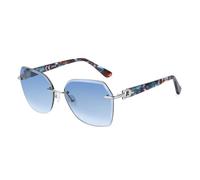 ZENOTTIC Lunettes de soleil sans monture pour femme - Grands verres géométriques surdimensionnés - Coupe diamant - Protection UV, bleu