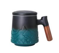 Zenoza Tisaniere avec Filtre et Couvercle, 500ml Mugs à Infusion, Ceramique Tasse à Thé, avec Poignée Tasse Tisane, Vert