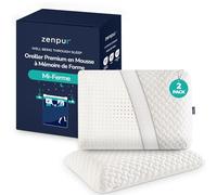 ZenPur Lot de 2 Oreillers Cervicaux Mémoire de Forme 40x60 - Coussins Ergonomiques Anti-Douleurs Cervicales - Mi-Ferme, Housse Bambou Premium, Certifié Oeko-TEX
