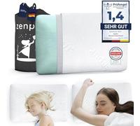 ZenPur Oreiller Ergonomique Cervical Orthopédique, Coussin Mémoire Forme, Lot de 2, Enfant, Douleurs pour la Nuque, Anti Acarien & Ronflement, Fabriqué EU - Plat, Ideal pour Dormeurs Dos & Ventre